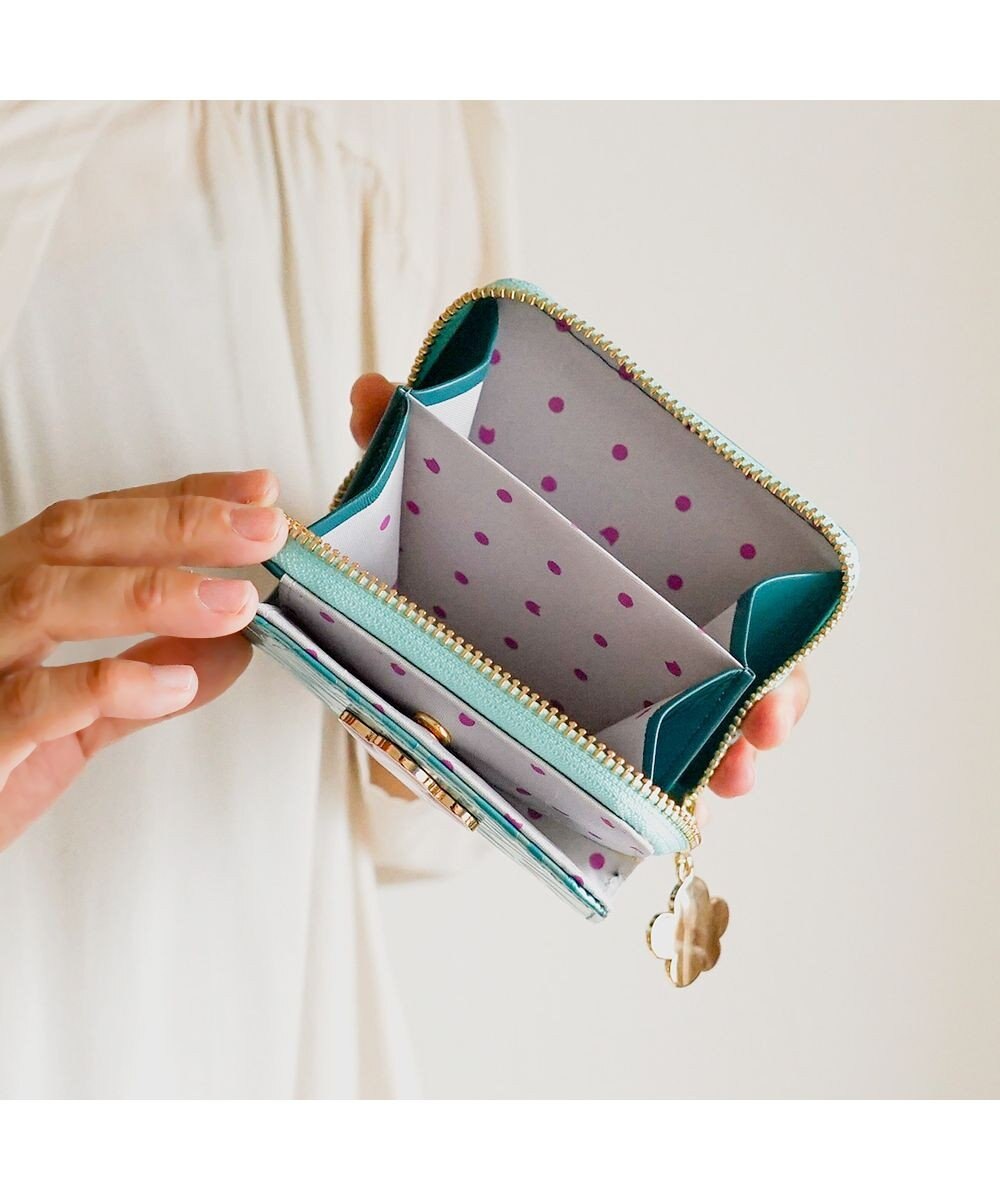 tsumori chisato CARRY クラフトフラワー ラウンドファスナー折り財布　花柄　牛革　日本製 