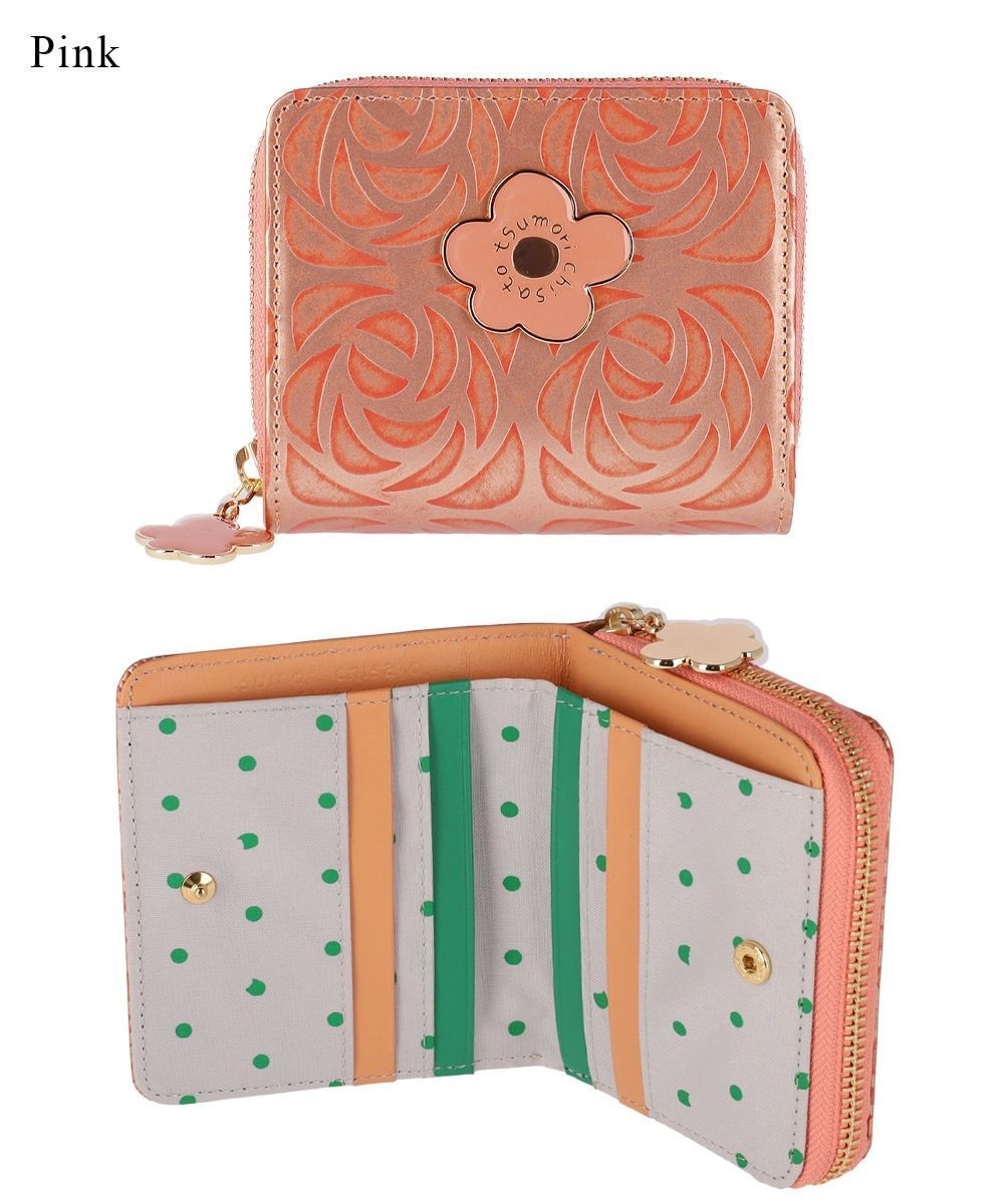 新品　ツモリチサト　花柄⭐︎二つ折り財布（羊革）日本製