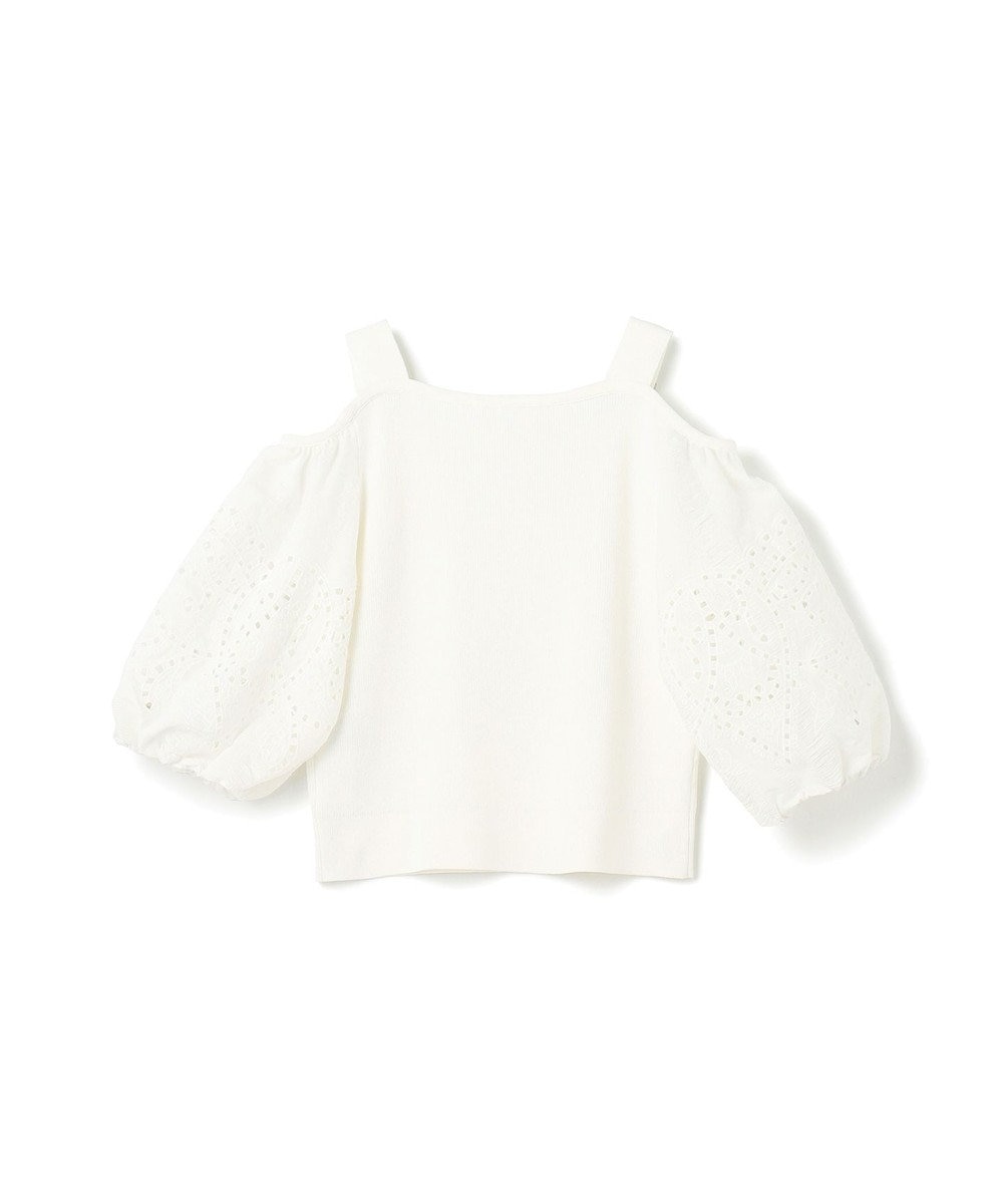 GRACE CONTINENTAL 刺繍パフスリーブニットトップ 