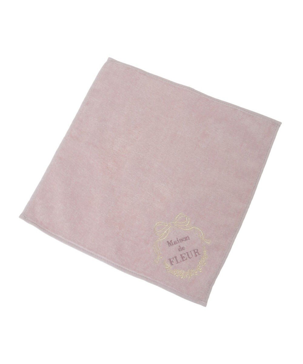 Maison de FLEUR リボンフレーム刺繍タオルハンカチ 