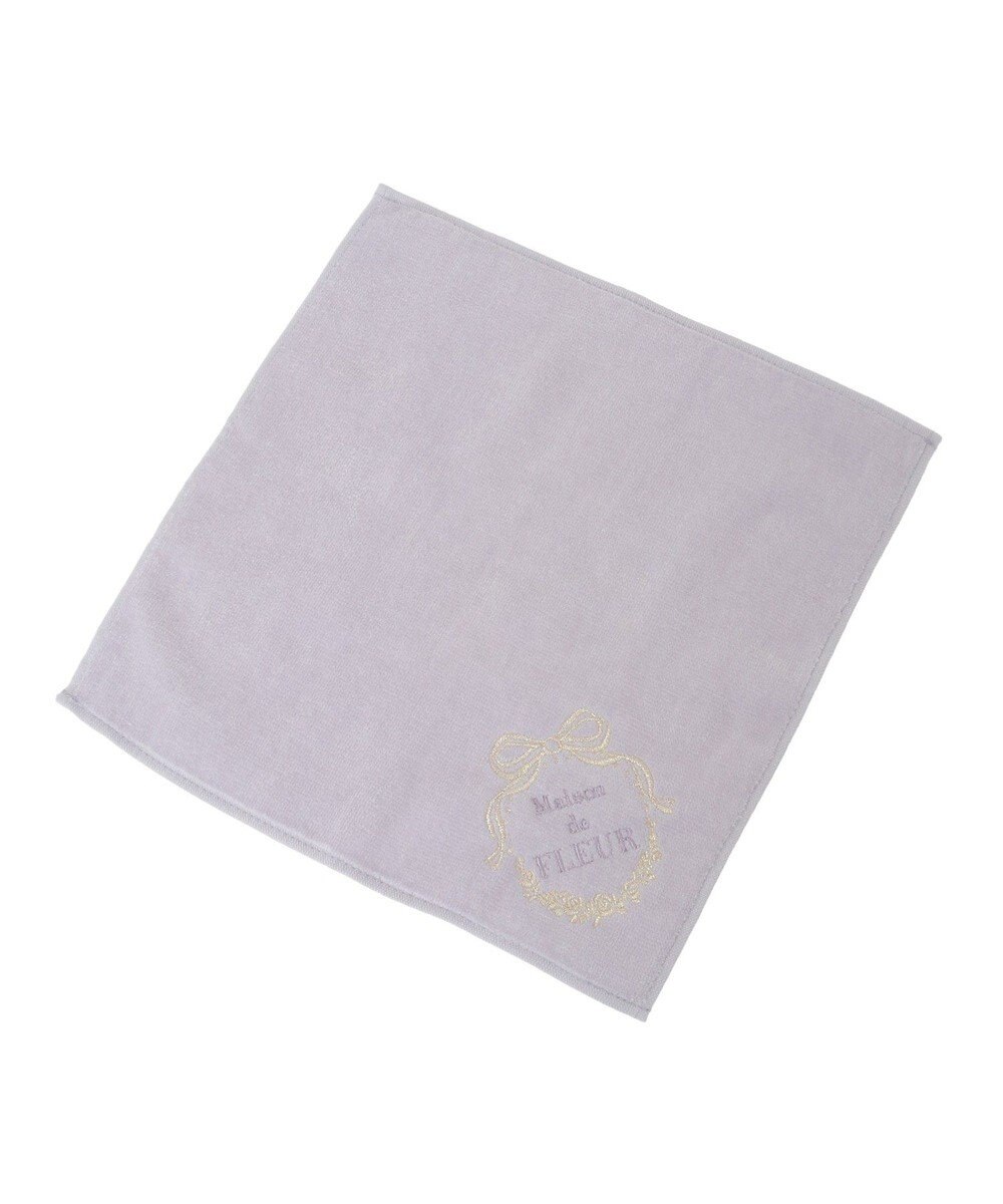Maison de FLEUR リボンフレーム刺繍タオルハンカチ 