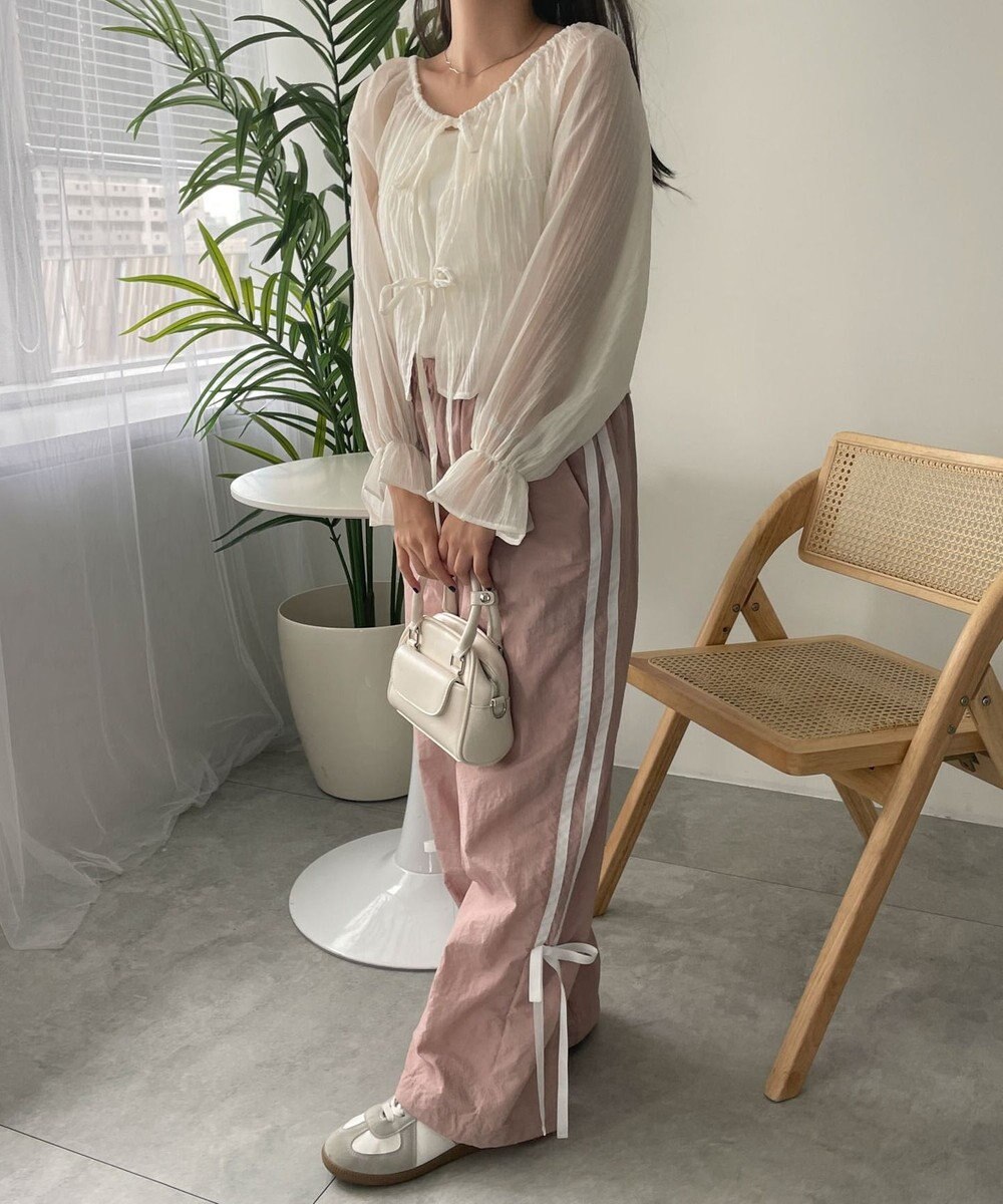 WEGO マルチWAY楊柳シアーシャーリングリボンブラウス 