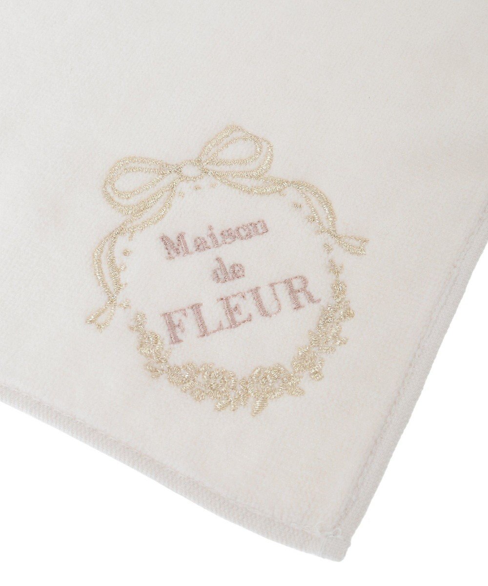 Maison de FLEUR リボンフレーム刺繍タオルハンカチ 
