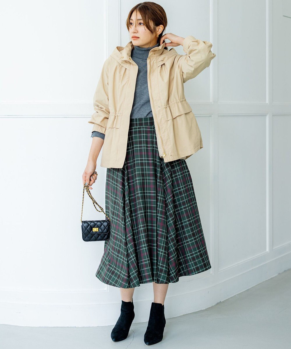 組曲 L シアーツイルチェック フレアスカート 