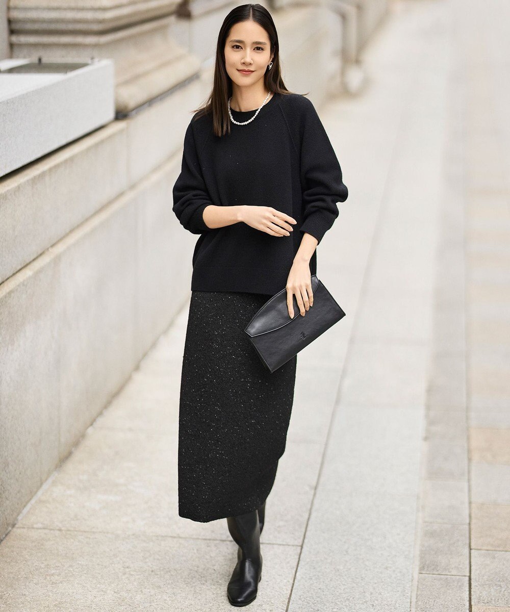 自由区 S 【カタログ掲載】ウールカシミヤブレンドスパンコールラグランスリーブ ニット 