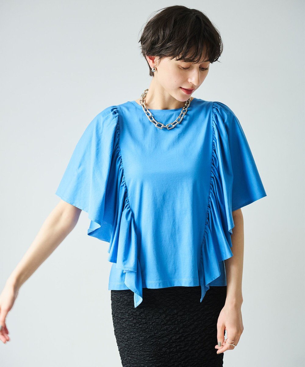 #Newans 【乾燥機可能/接触冷感】ラッフルフリルカットソー 