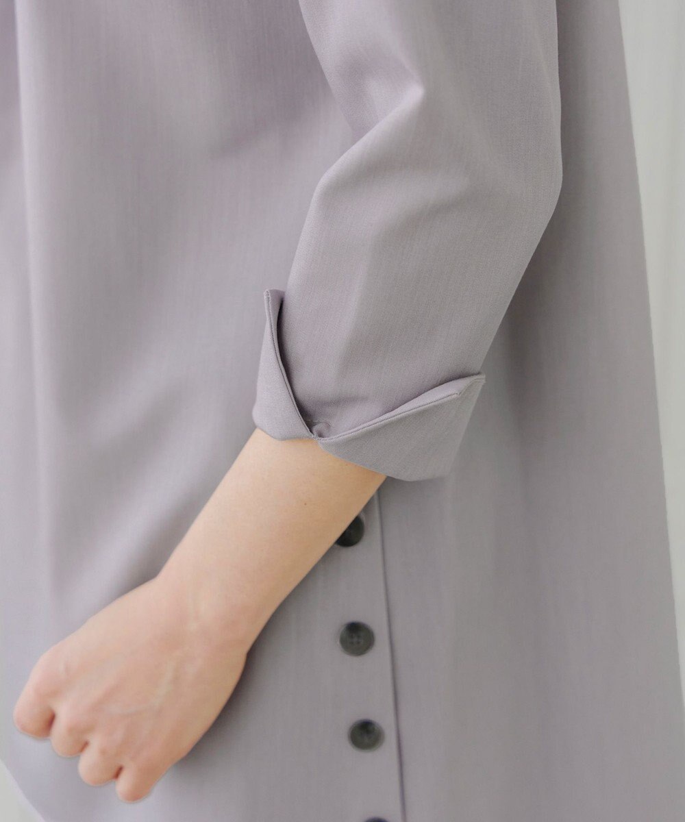 Tiaclasse 【洗える】サイドボタンシャツチュニックブラウス 