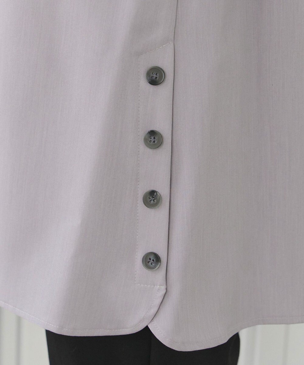 Tiaclasse 【洗える】サイドボタンシャツチュニックブラウス 