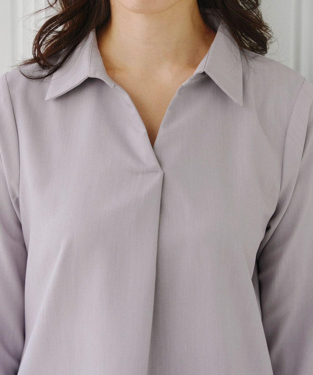 Tiaclasse 【洗える】サイドボタンシャツチュニックブラウス 