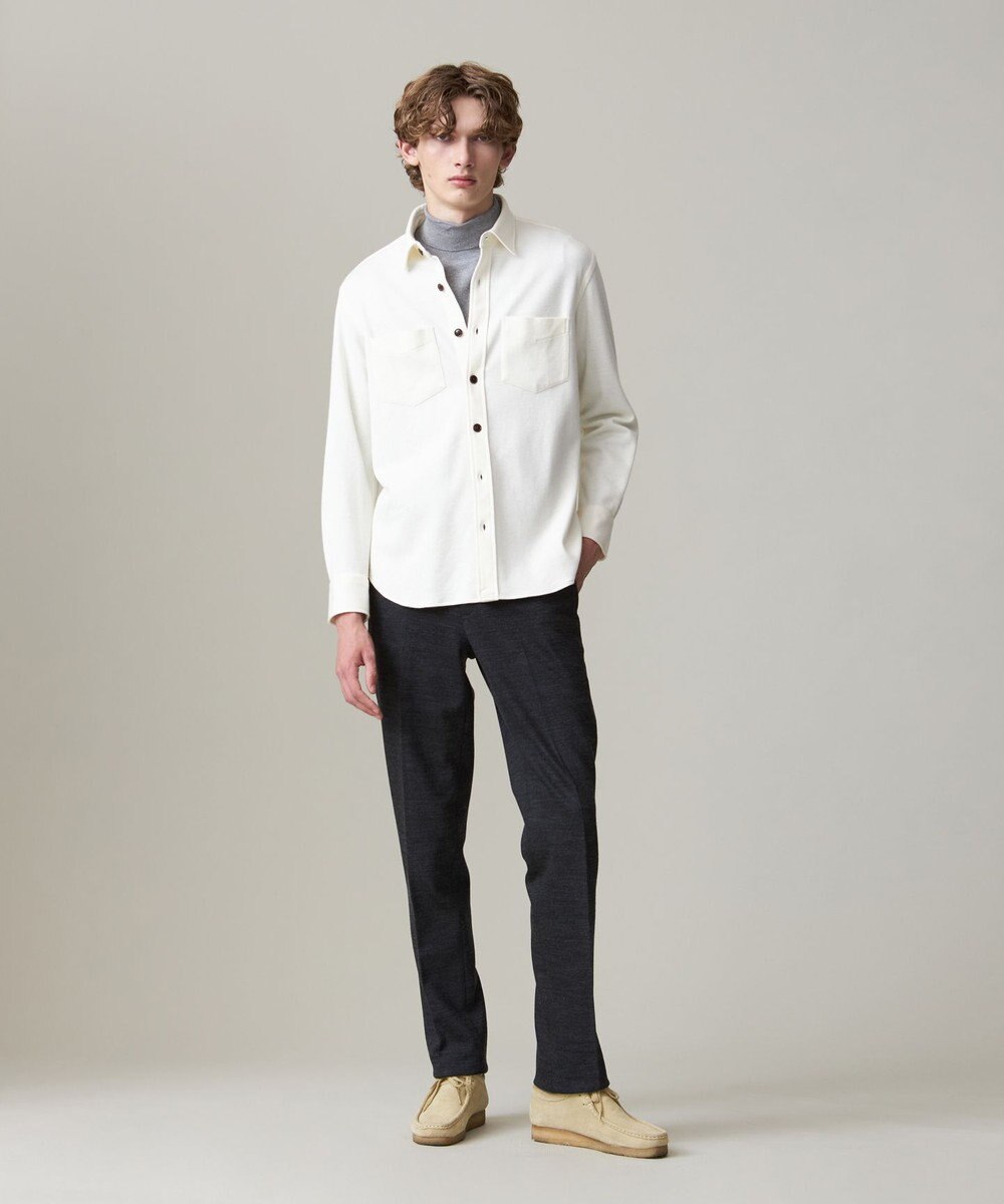 J.PRESS MEN ウールコットン ダブルカバーツイルシャツ 