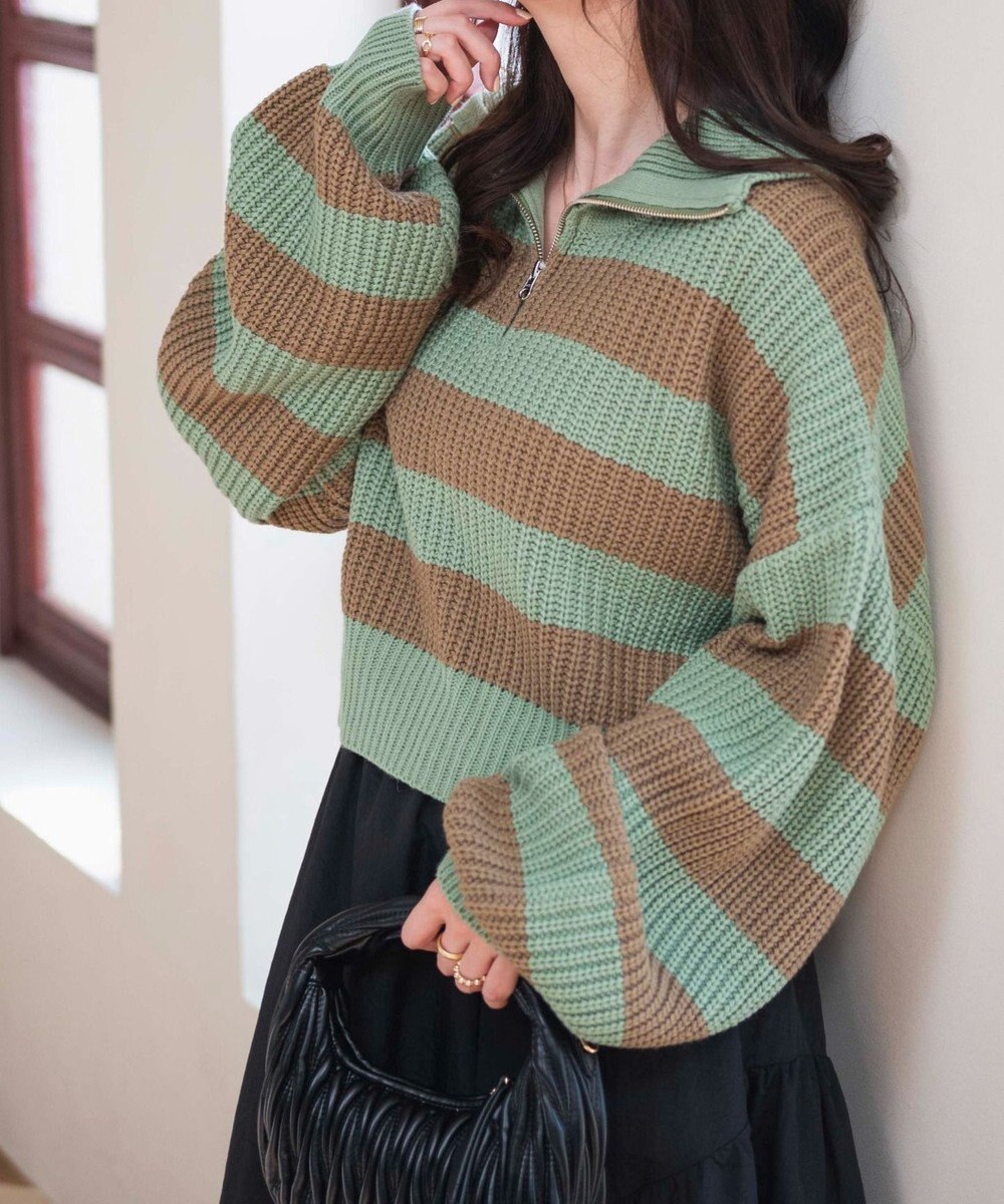 WEGO ハーフジップショートニットプルオーバー 