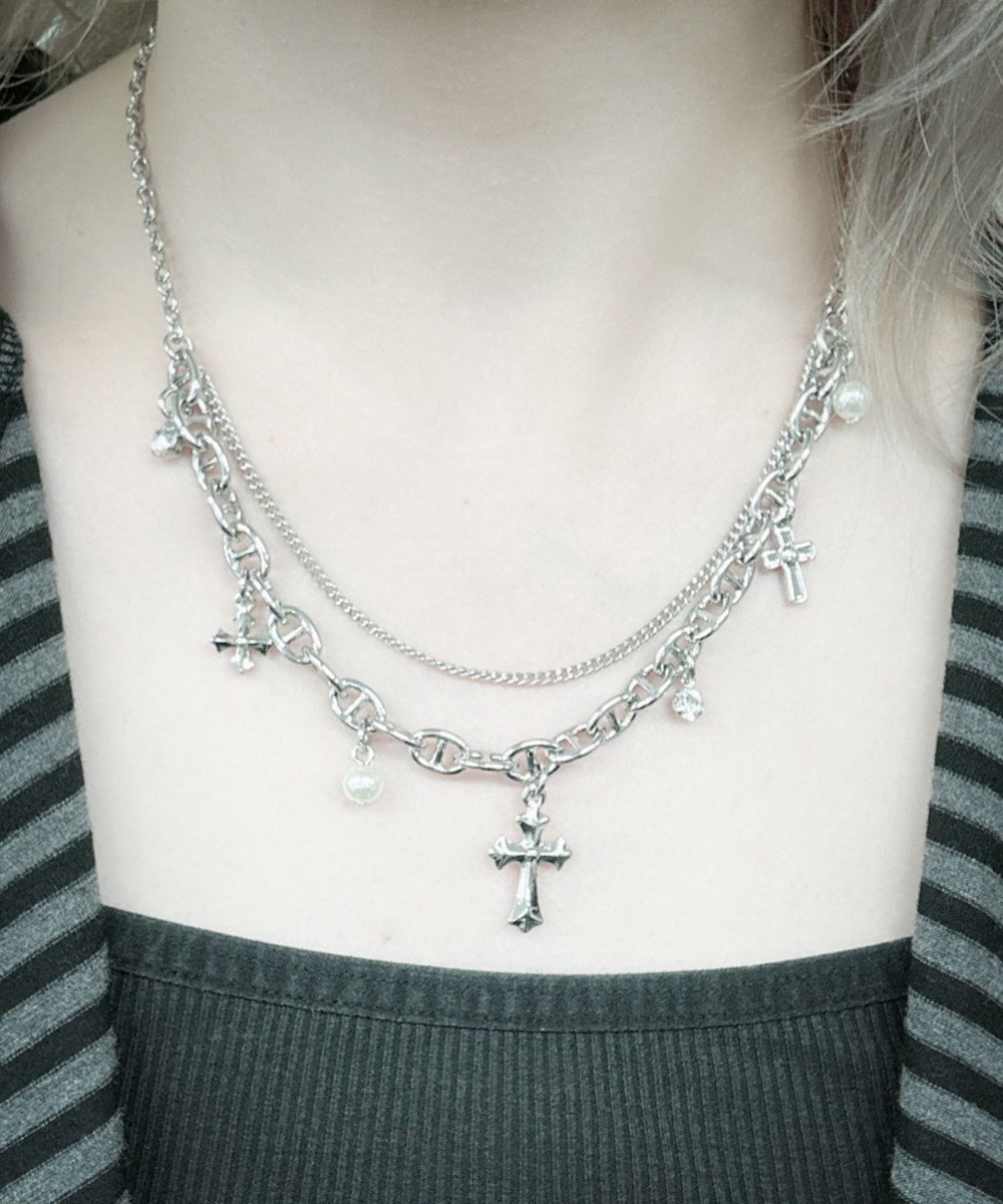 WEGO Lマルチチャームダブルネックレス 