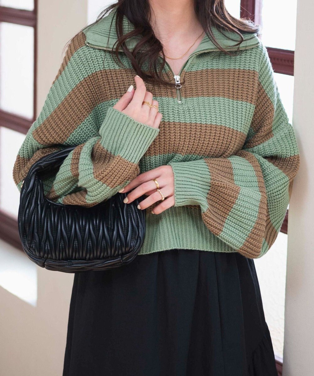 WEGO ハーフジップショートニットプルオーバー 