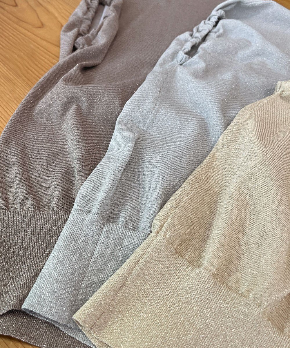 23区 L 【洗える】クリスピーシアールレックス ギャザースリーブ ラメ ニット 