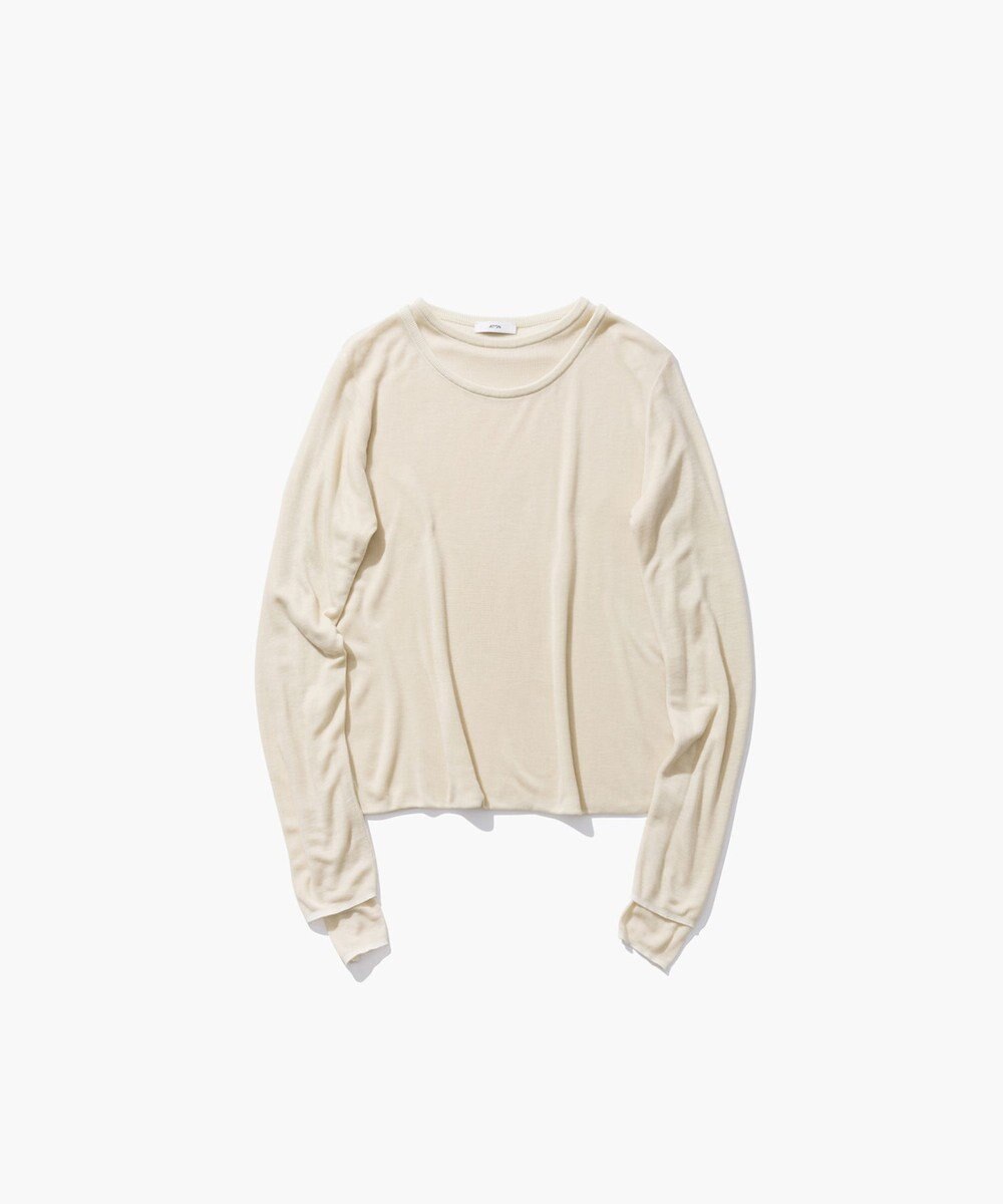 ATON SILK BLENDED CIRCULAR RIB | クルー＆クルーレイヤードプルオーバー 