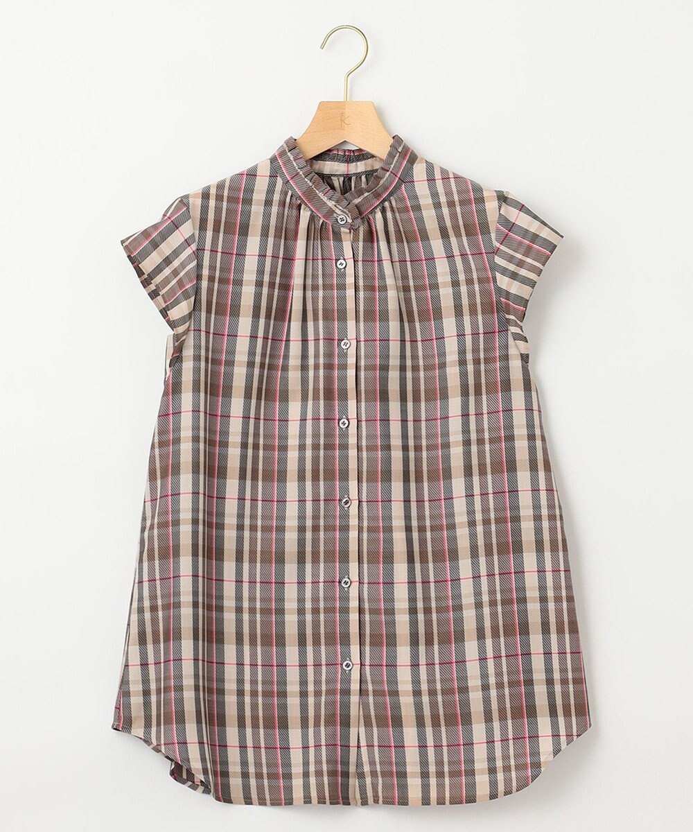 組曲 S 【リボンタイ付き】シアーツイルチェック ブラウス 