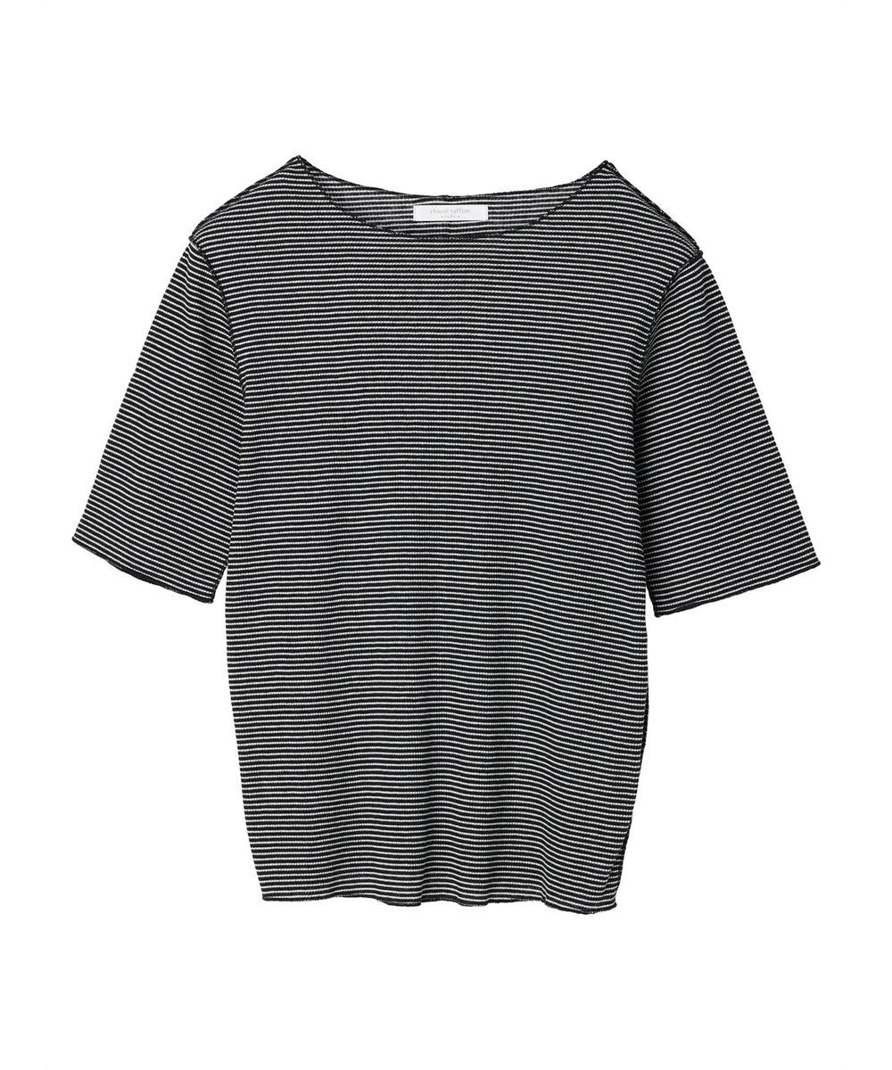 Green Parks メローリブ５分袖ボーダープルオーバー 