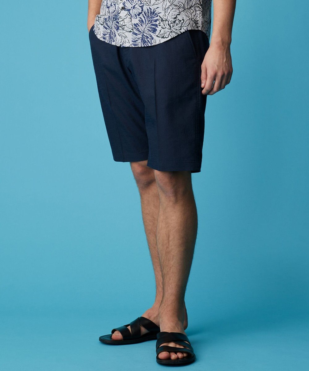 JOSEPH ABBOUD 【ウエストも伸びる/清涼/ストレッチ】ストレッチリネンシャンブレーショートパンツ 