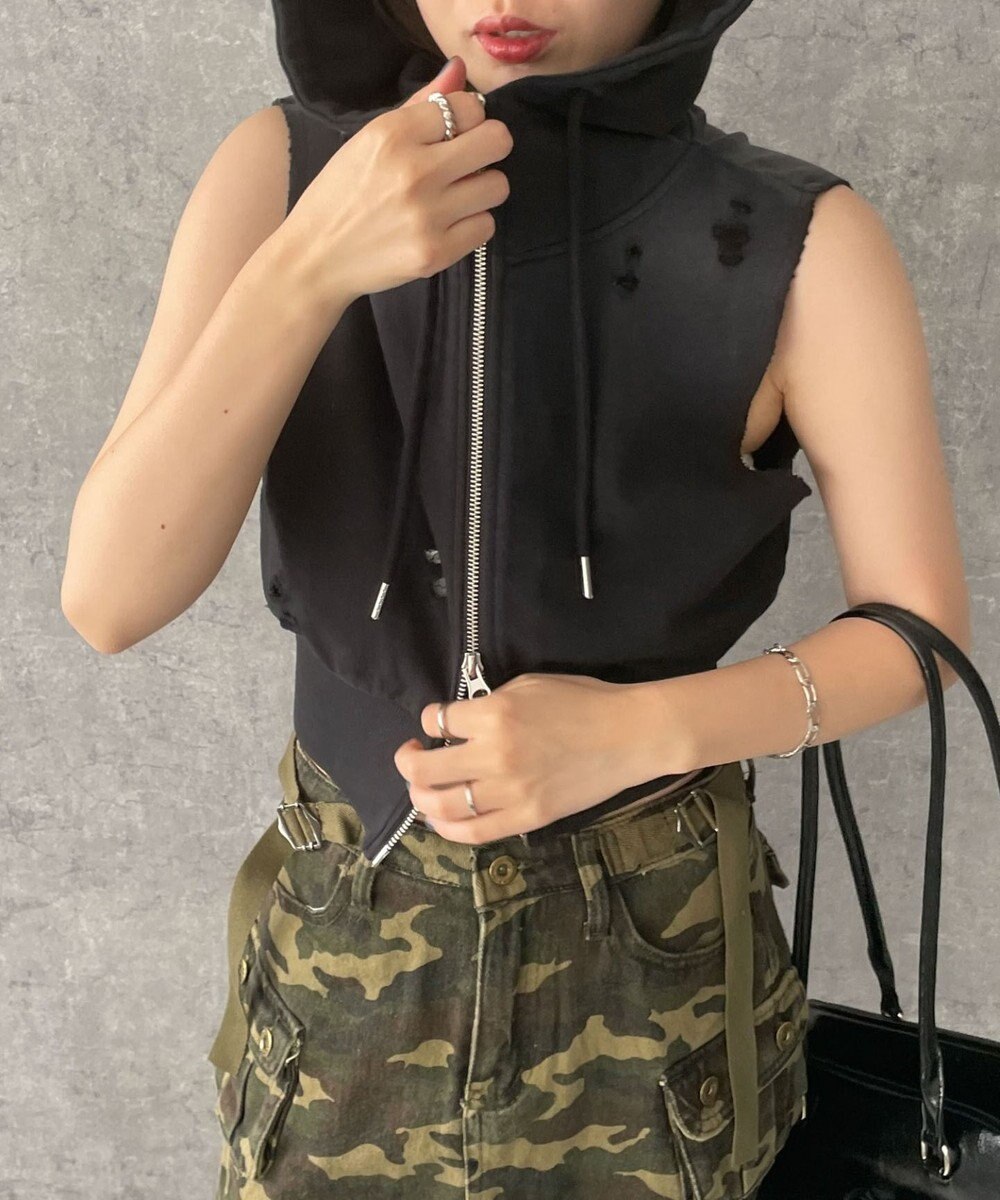 WEGO ヴィンテージウォッシュWジップN／Sパーカー 