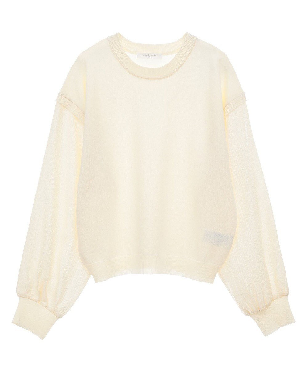 Green Parks 袖光沢ドッキングニットプルオーバー 