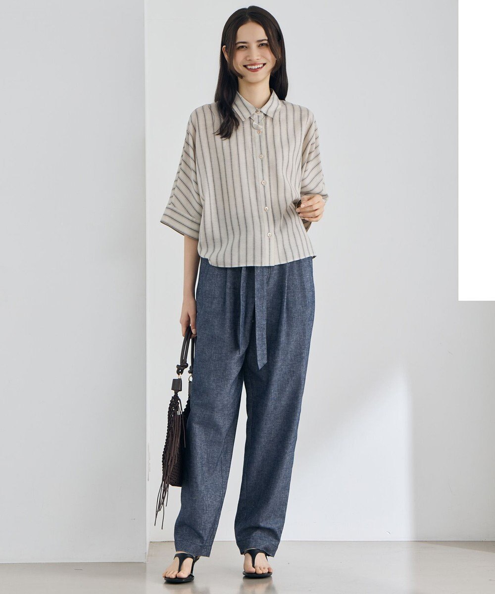 自由区 L 【カタログ掲載】コットンリネンシャンブレーテーパード パンツ 