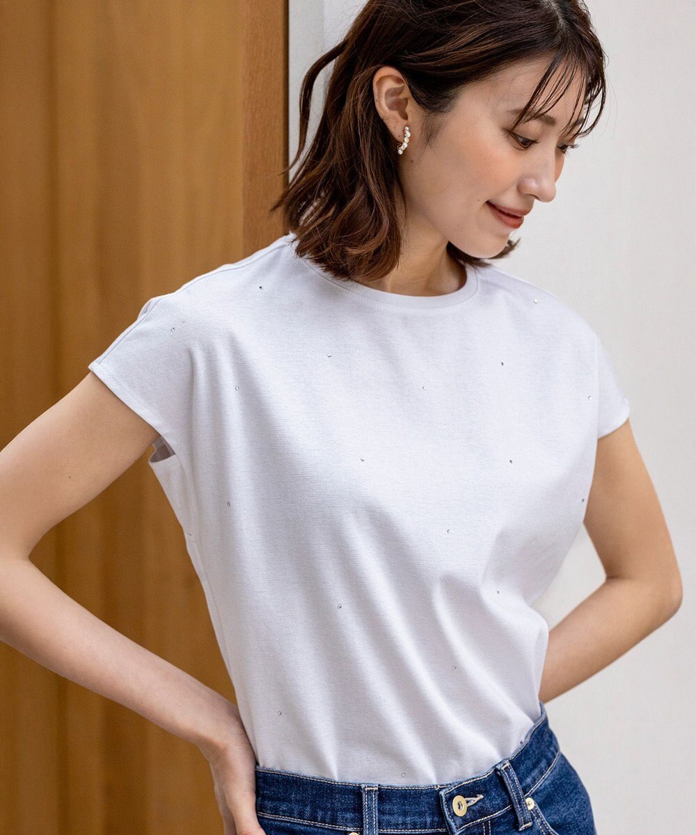 ANY SIS 【洗える】ビジュー付き カットソー 