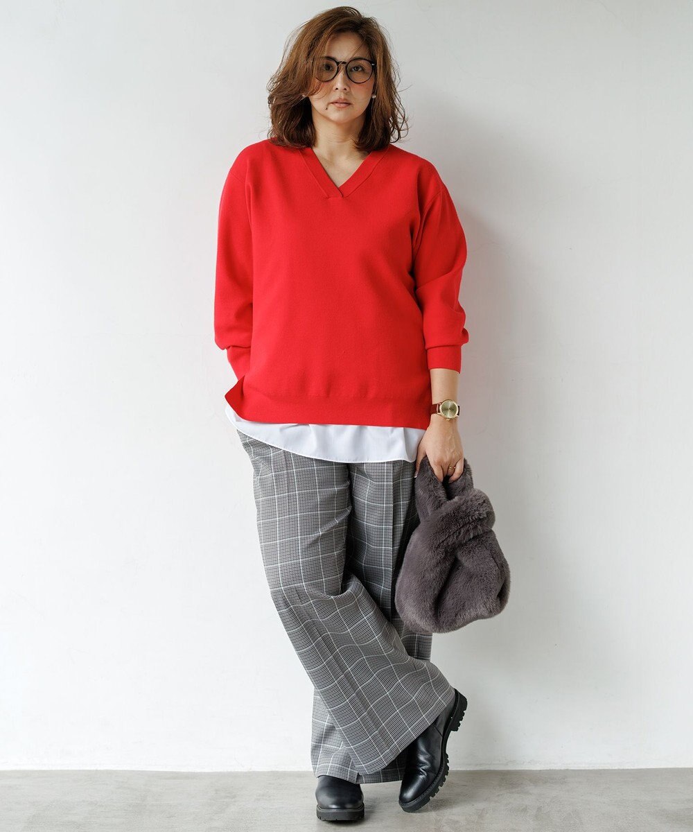 23区 L 【Lサイズ限定】ヴィスコースストレッチ Ｖネック ニット 