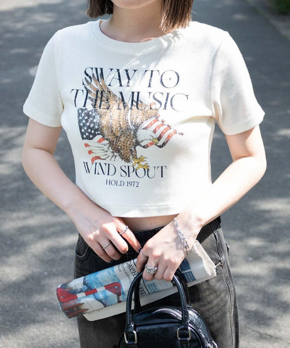 WEGO ヴィンテージウォッシュグラフィックリブT 