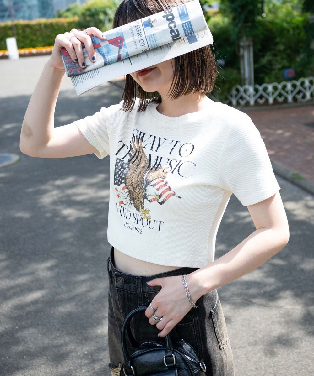 WEGO ヴィンテージウォッシュグラフィックリブT 