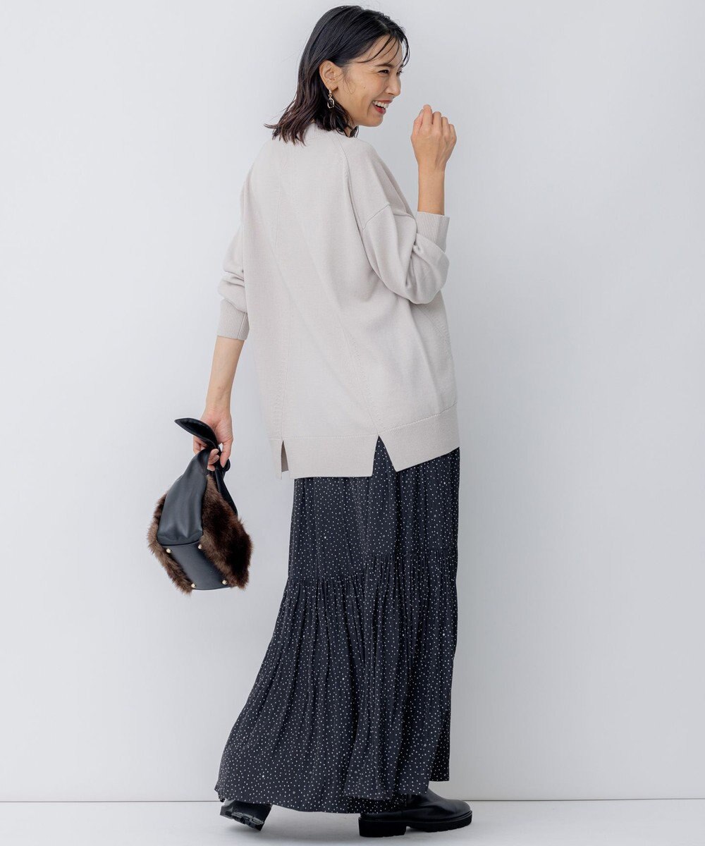 23区 L 【洗える】ウールミドルゲージ Vネック チュニック ニット 