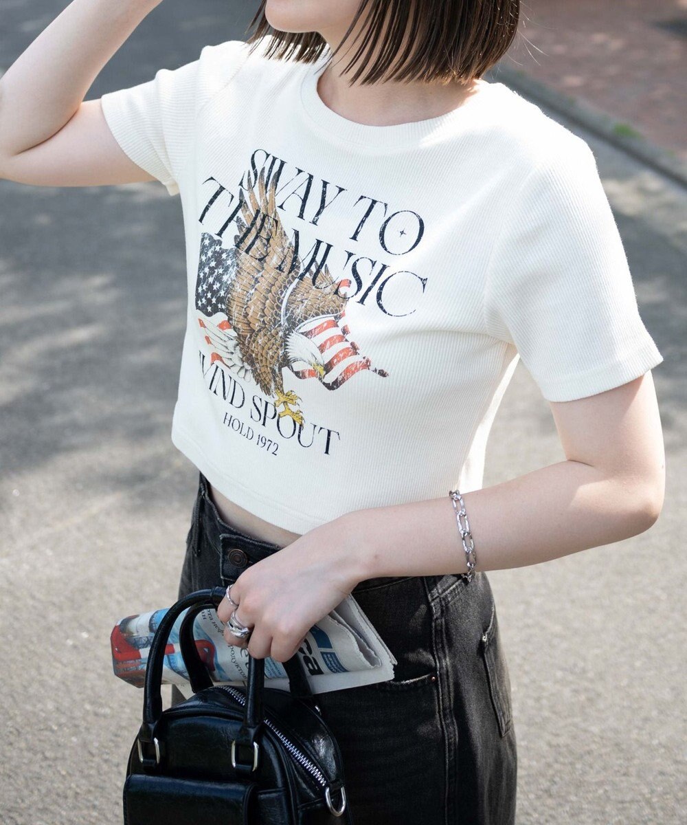 WEGO ヴィンテージウォッシュグラフィックリブT 