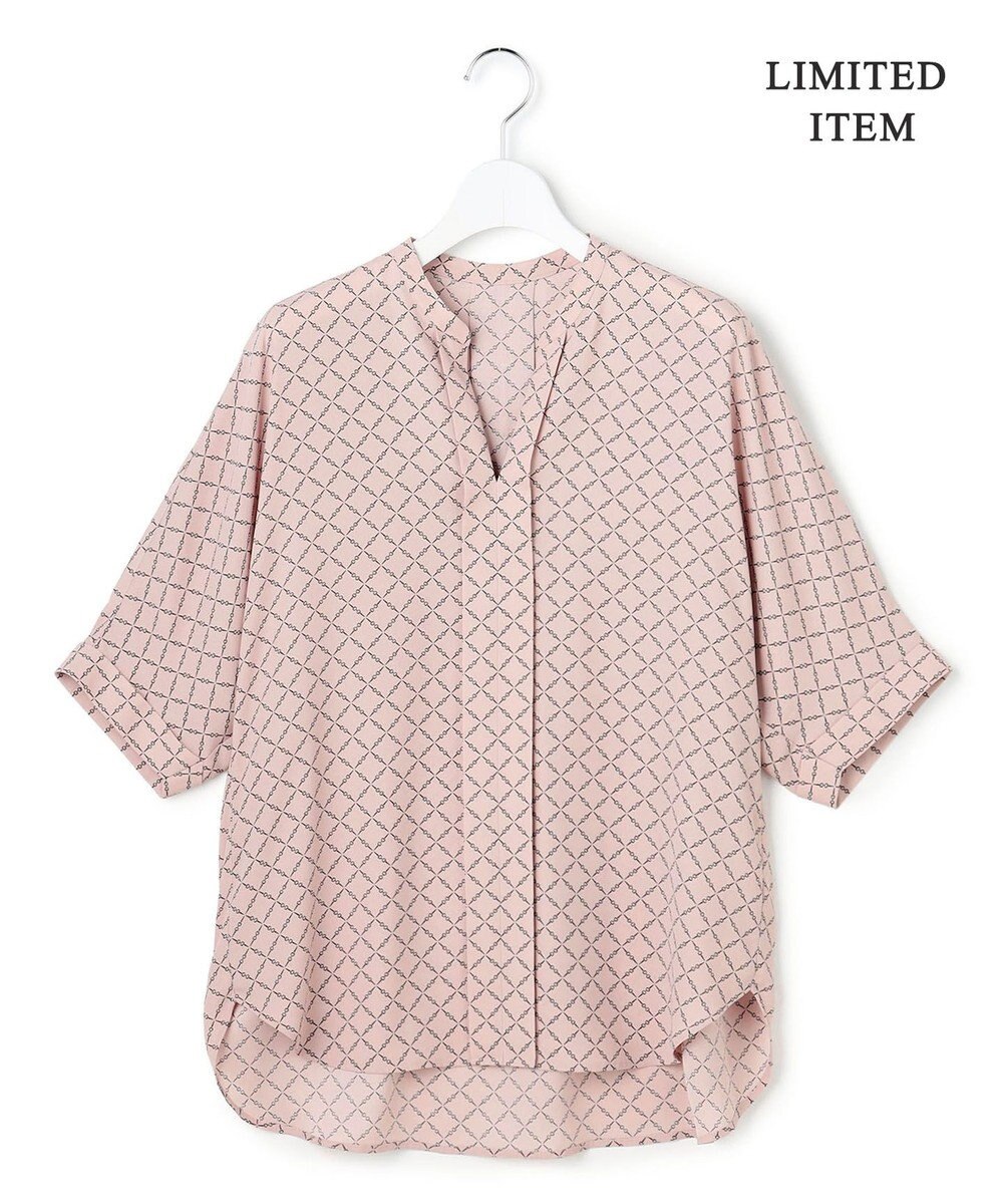 ICB L 【先行予約・WEB限定】BackSatinAmunzen 5分袖キーネックブラウス 