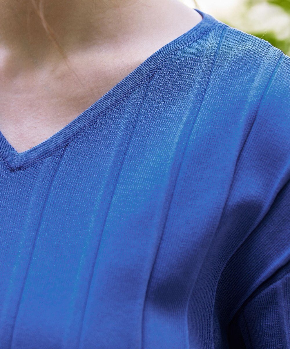 Tiaclasse 【洗える】プリーツ編みVネックニットトップス 