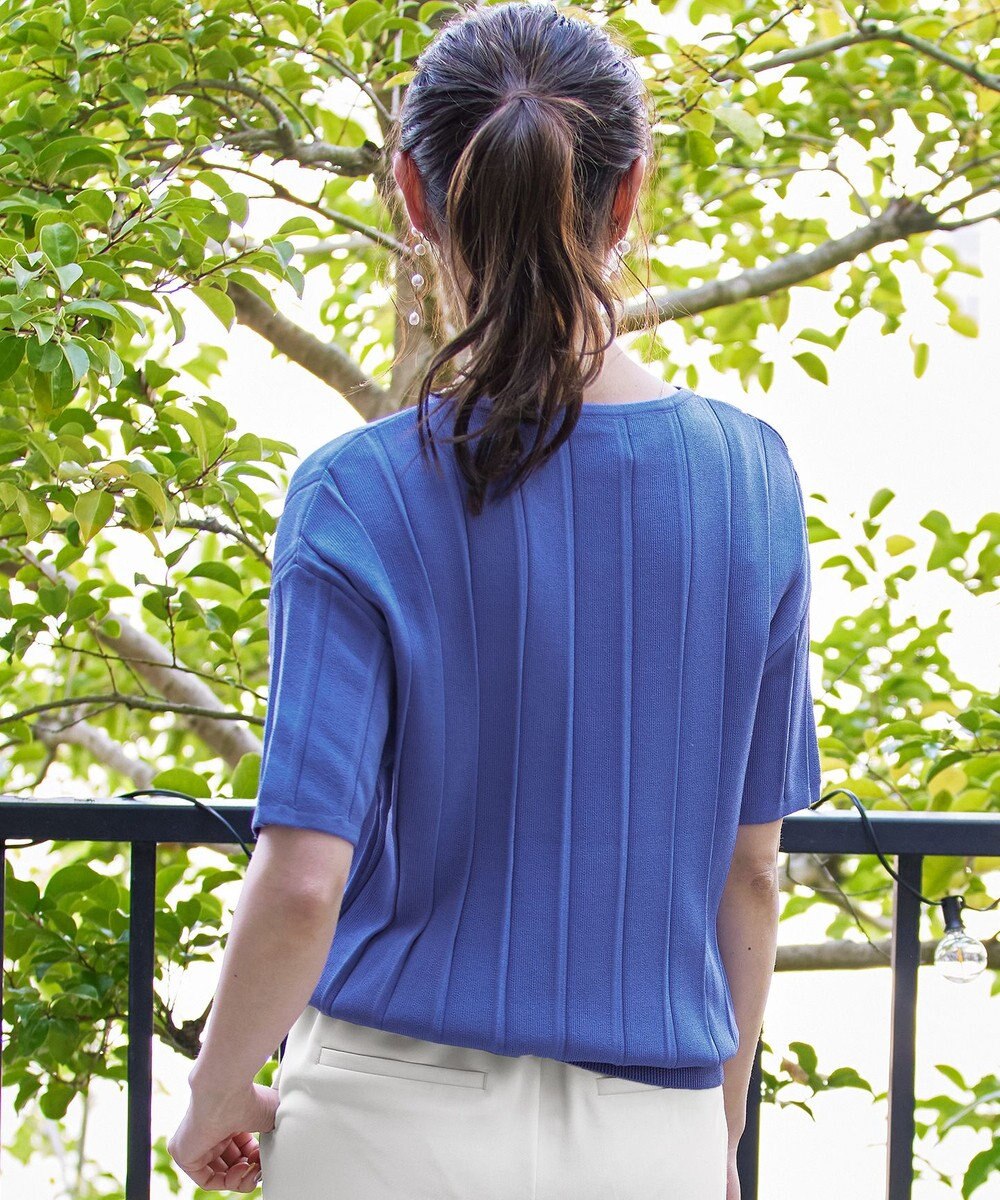 Tiaclasse 【洗える】プリーツ編みVネックニットトップス 