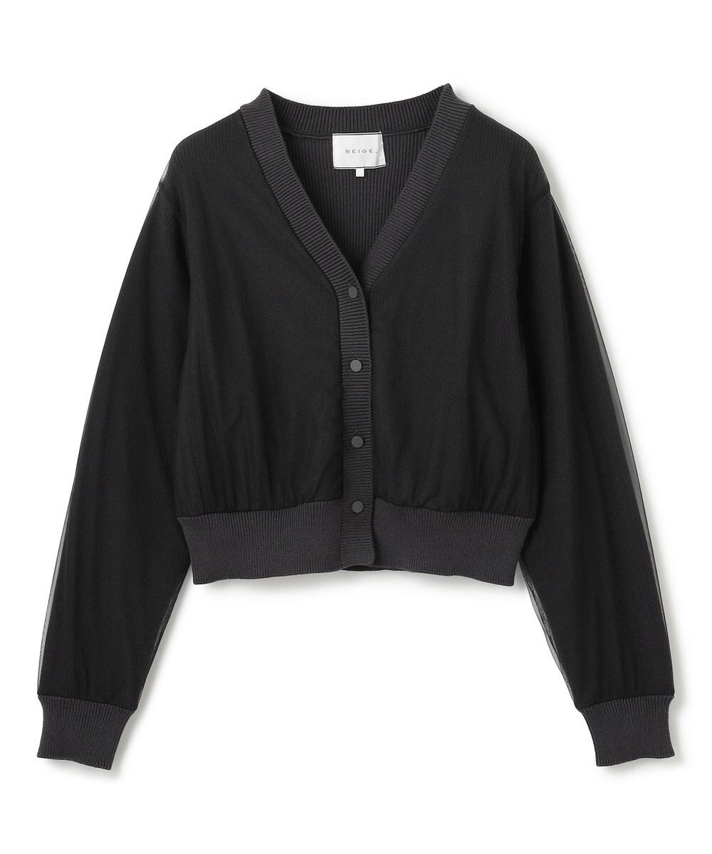 BEIGE， 【洗える・GISELe 4月号掲載】MYRTLE / チュールレイヤードカーディガン 