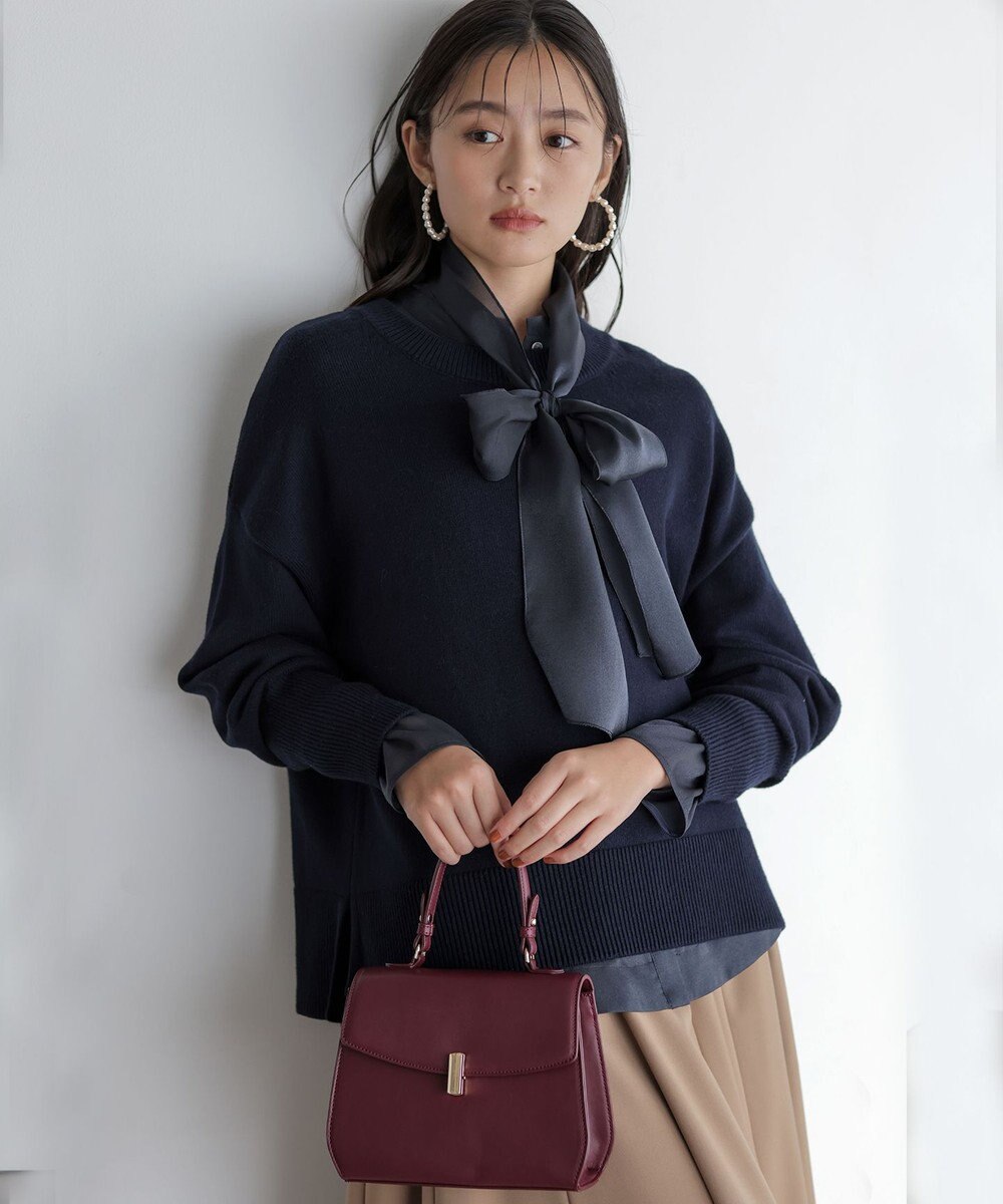 組曲 L 【WEB限定】シャイニーオーガンボウタイ付き ブラウス 