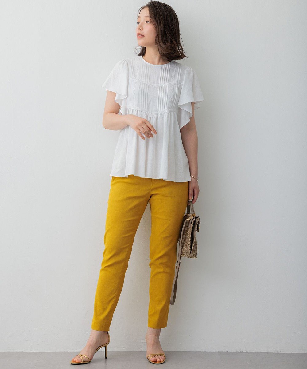 23区 【SLOW/一部店舗限定】ブライトリネン デザイン ブラウス 