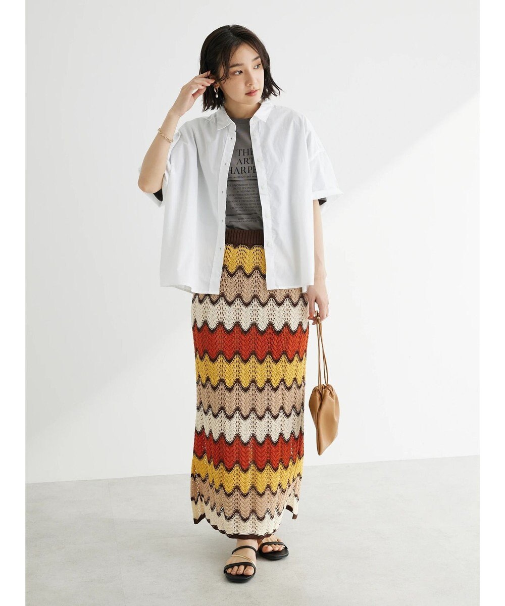 Green Parks 透かし編みマルチボーダースカート 