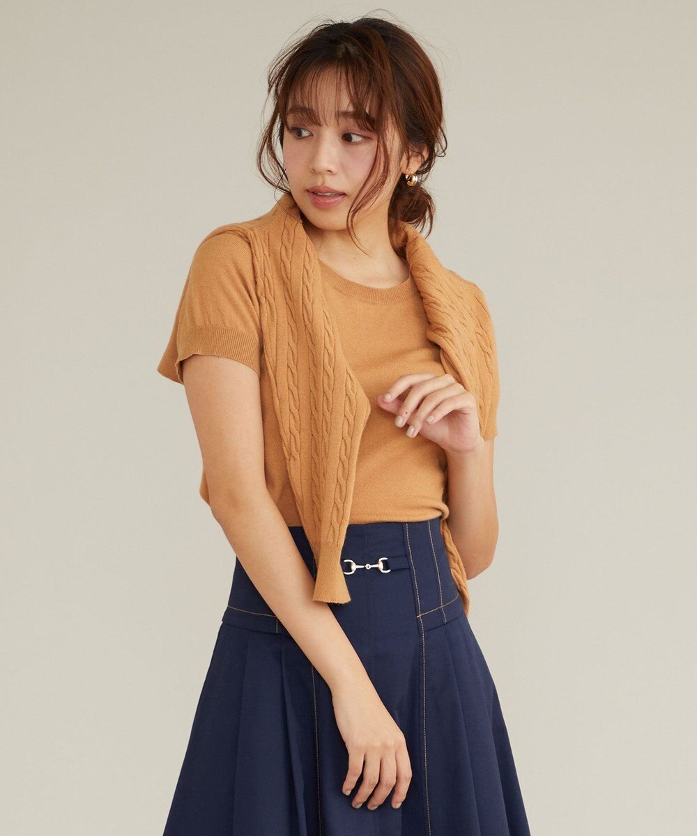 Feroux 【古畑星夏さん着用・アンサンブル】ロゴ刺繍入りケーブルアンサンブル ニット 