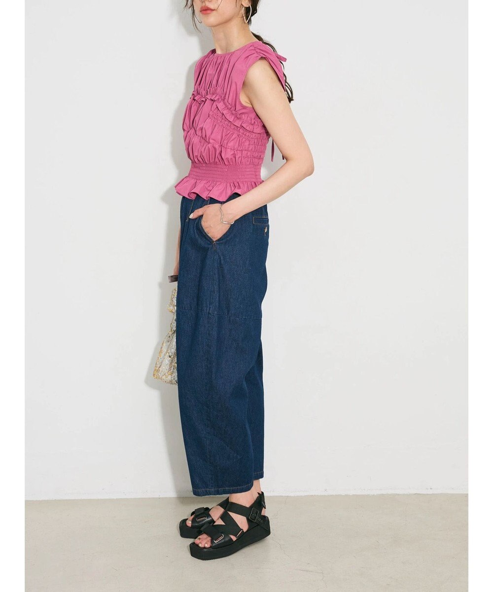 Green Parks シャーリングデザインコルセット風ブラウス 