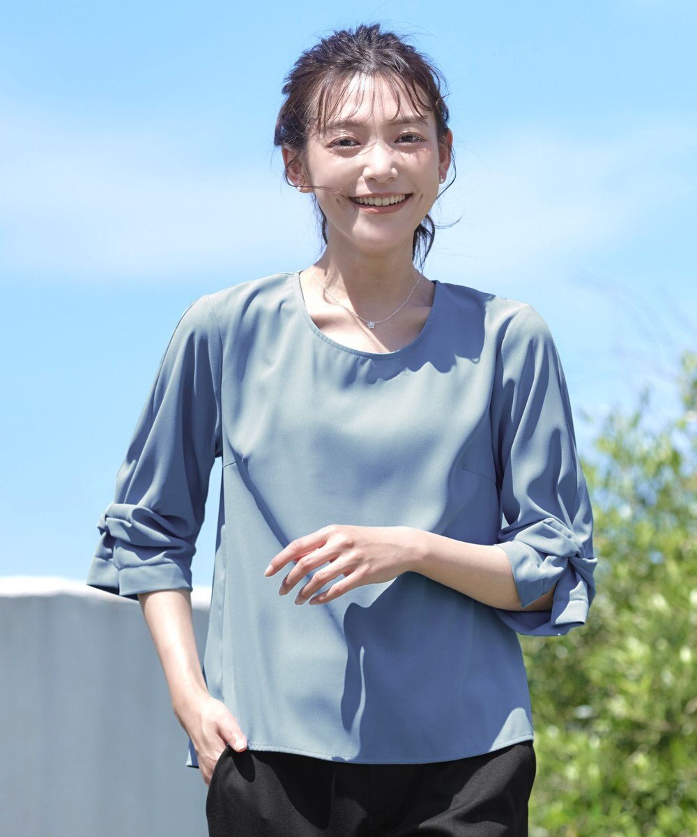 Tiaclasse 【洗える】ねじりリボン袖ブラウス 