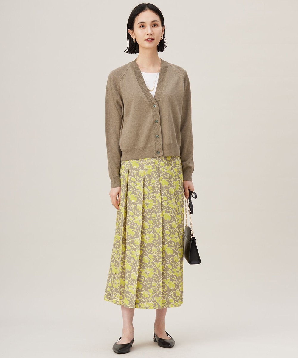 自由区 L 【洗える】リネンライクフラワープリント スカート 