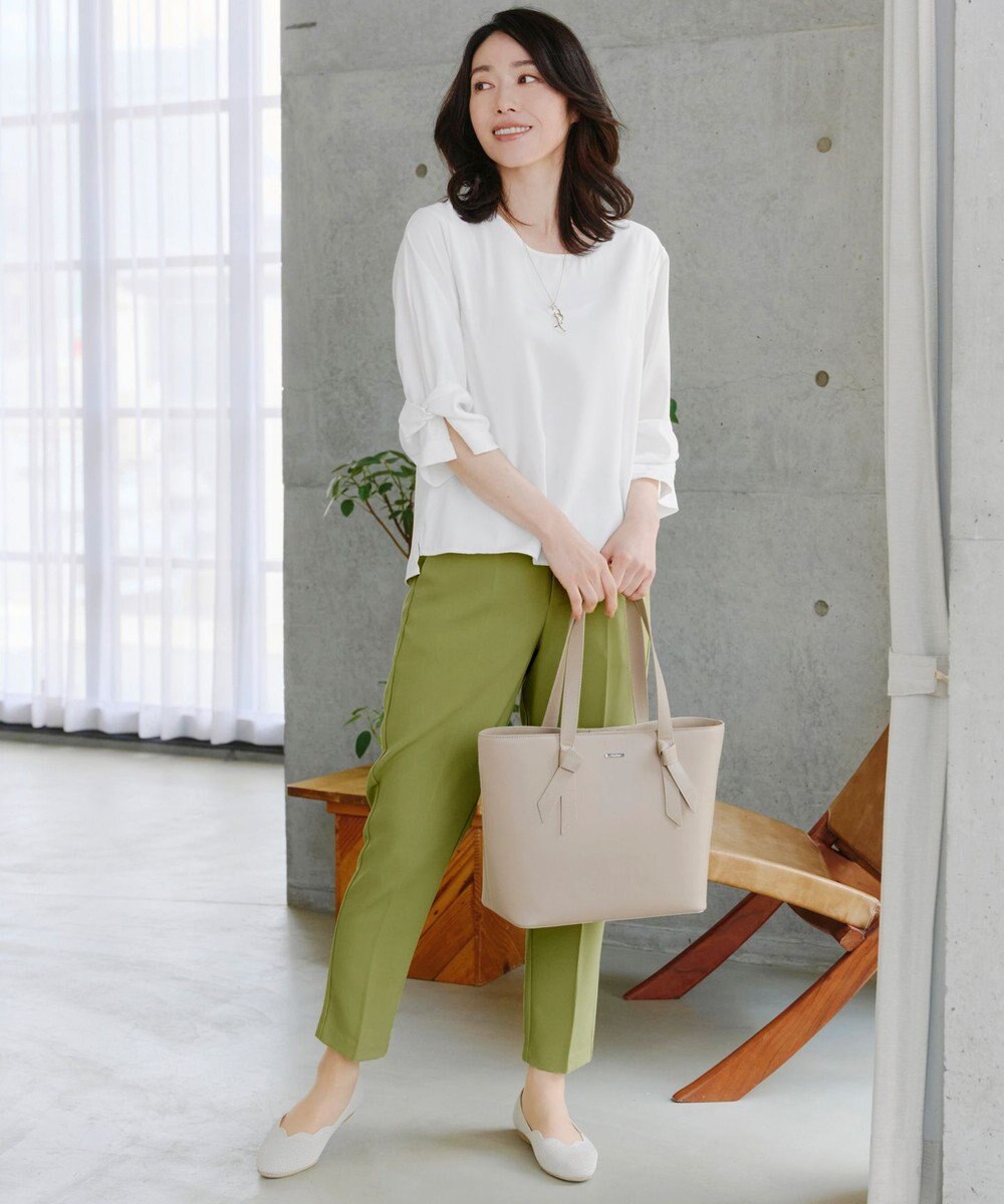 Tiaclasse 【洗える】ねじりリボン袖ブラウス 