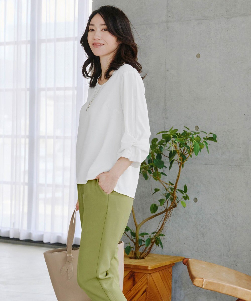 Tiaclasse 【洗える】ねじりリボン袖ブラウス 