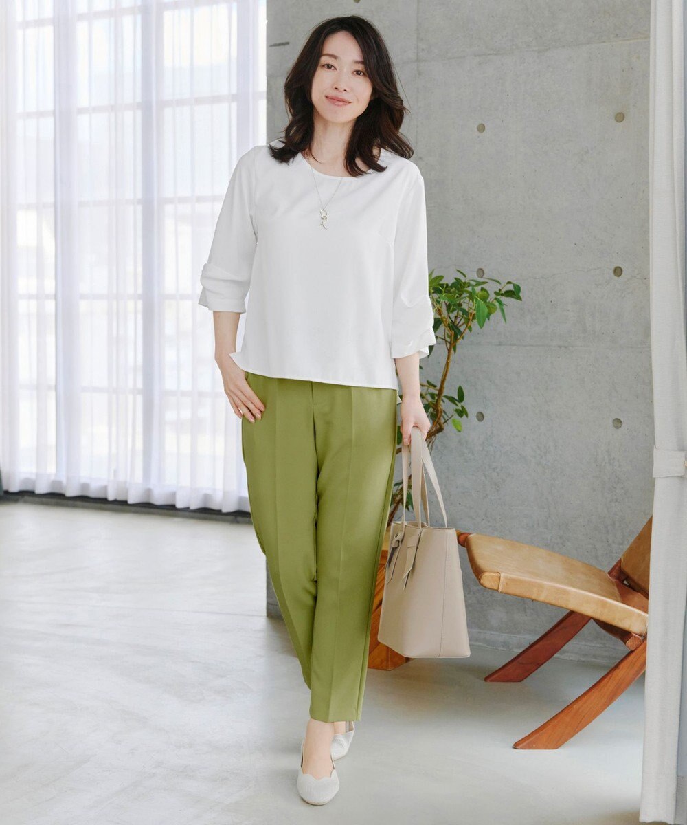 Tiaclasse 【洗える】ねじりリボン袖ブラウス 