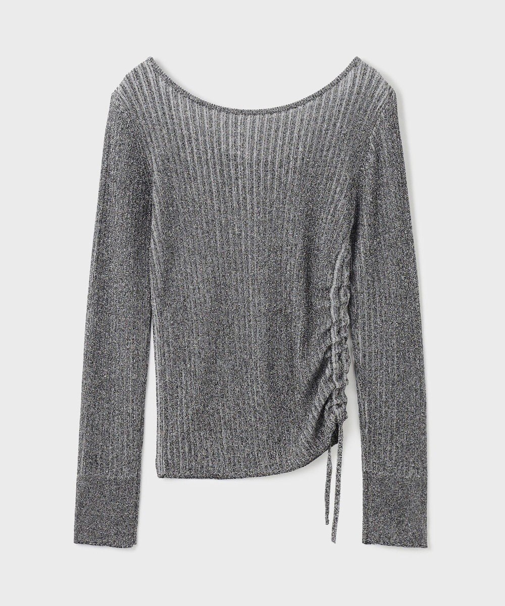 GRACE CONTINENTAL ラメリブクルーネックトップ 