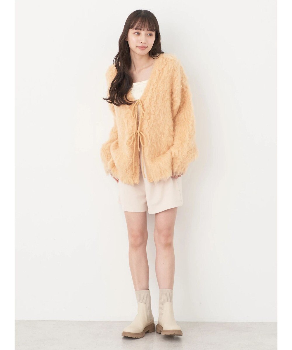 earth music&ecology 起毛リボンニットカーディガン 