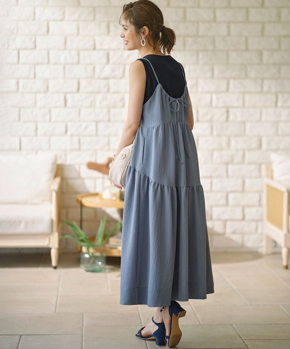 組曲 【WEB限定】クレープストレッチ ティアードキャミワンピース 