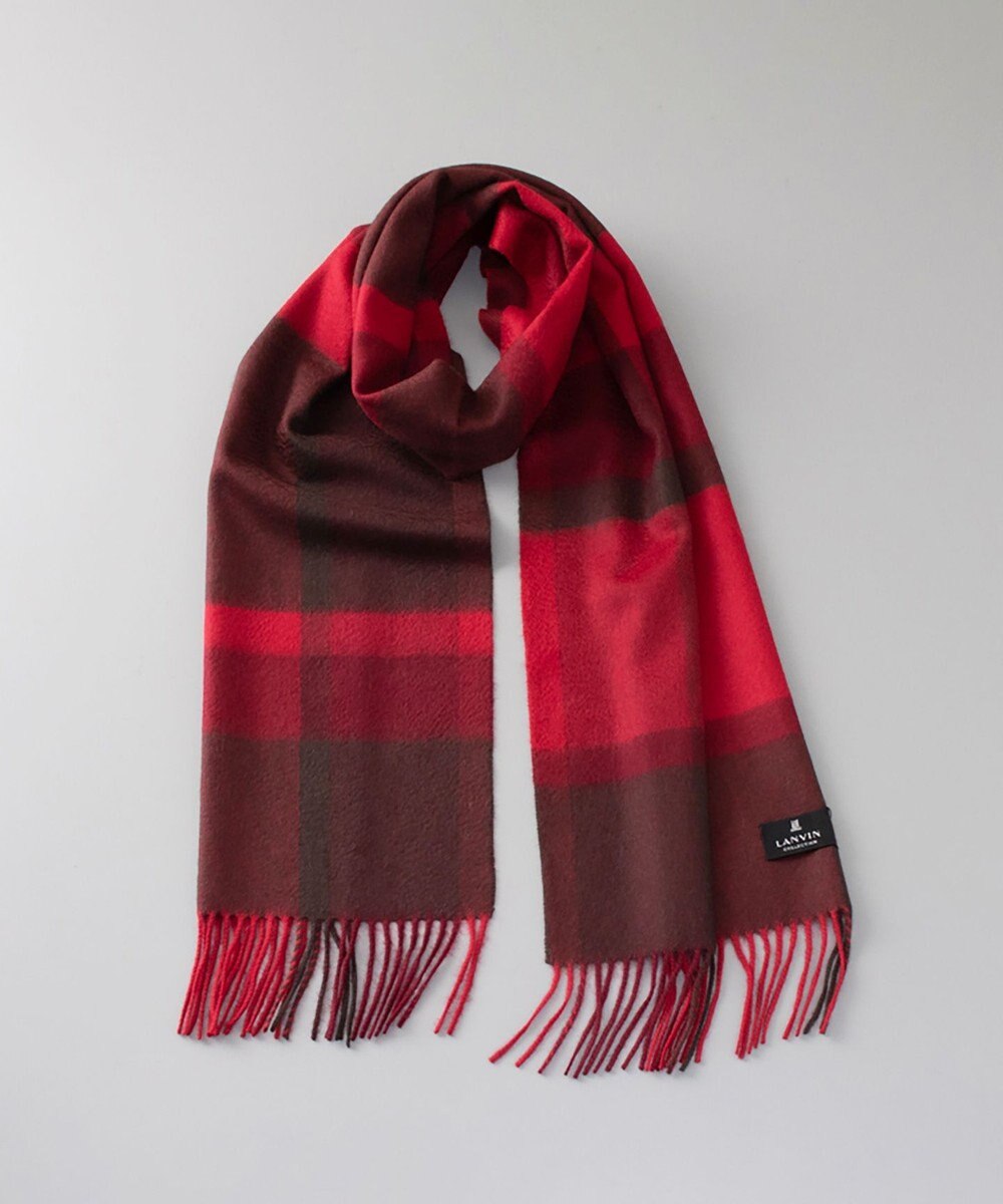 AURORA LANVIN COLLECTION ランバン コレクション カシミヤ チェックマフラー 