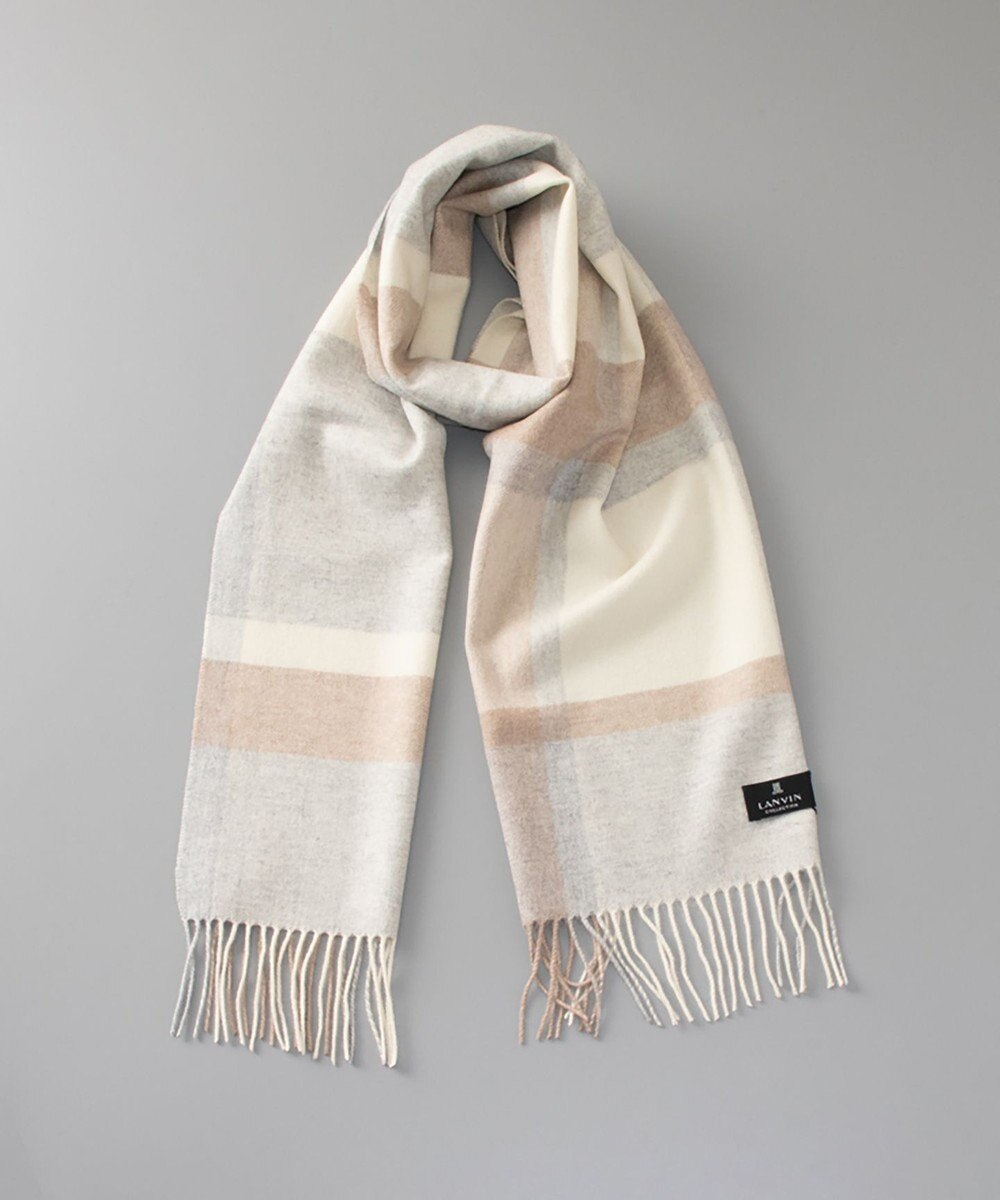 AURORA LANVIN COLLECTION ランバン コレクション カシミヤ チェックマフラー 